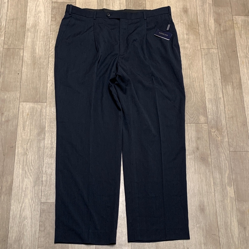 Mens NWT Adolfo Navy Pleated Dress Business Casual‎ Pants